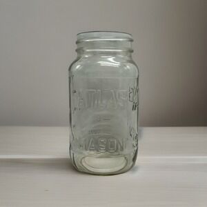 Vintage Atlas Mason Jar No Lid Hazel Atlas 20 Oz Marking on Bottom 4 Clear